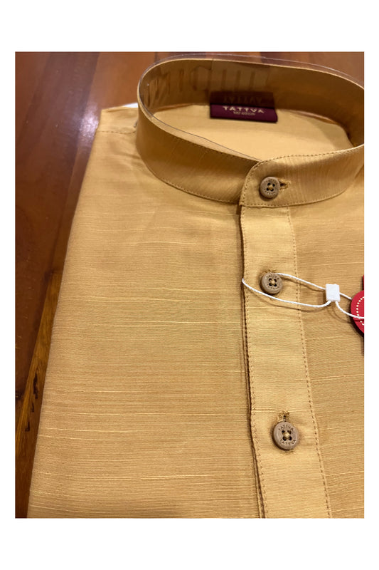 Southloom Semi Silk Short Kurta for Men in Beige Colour