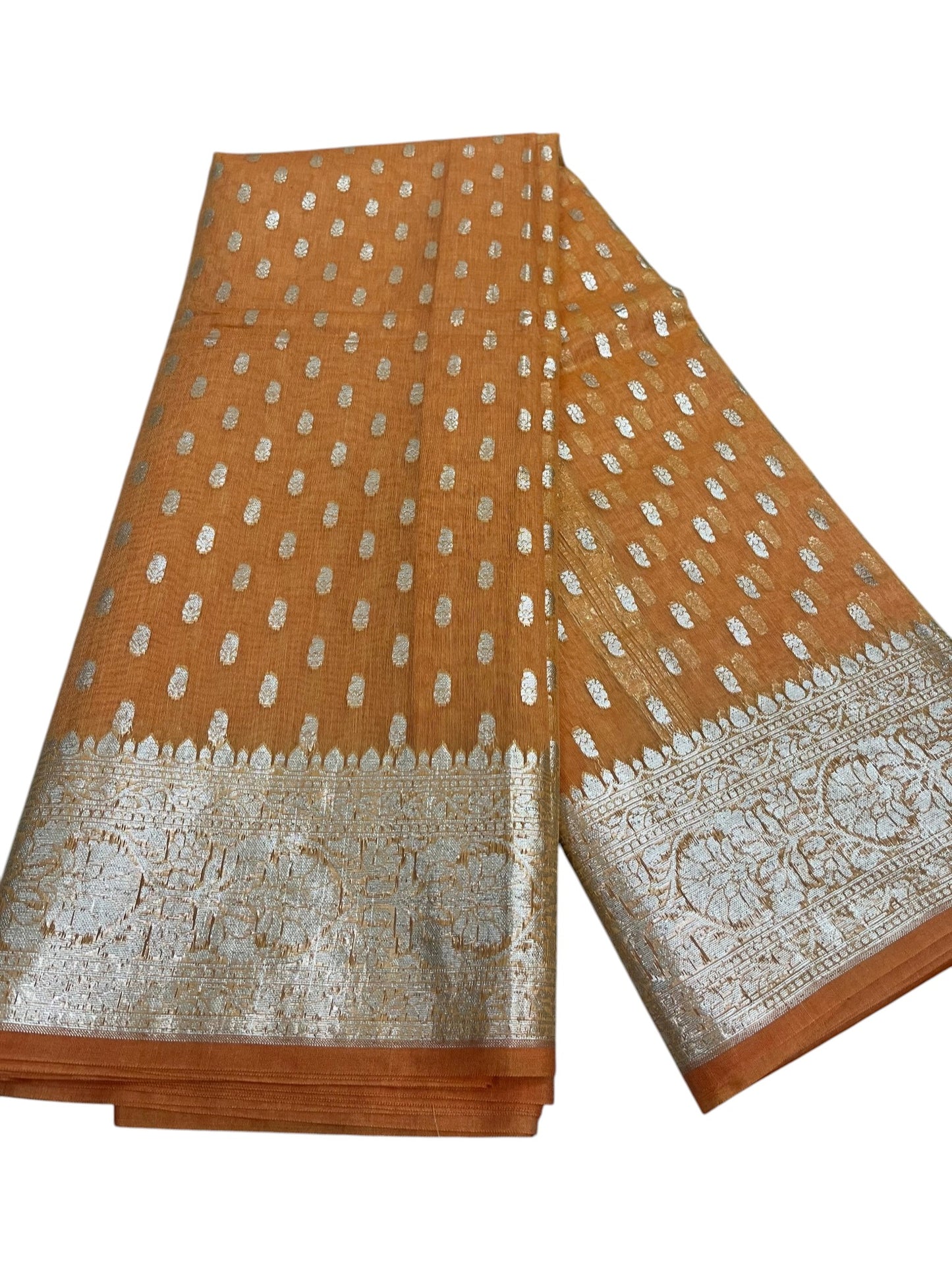 Southloom Cotton Banarasi Silk Saree with Woven Work on Body and Borders (Yellow)