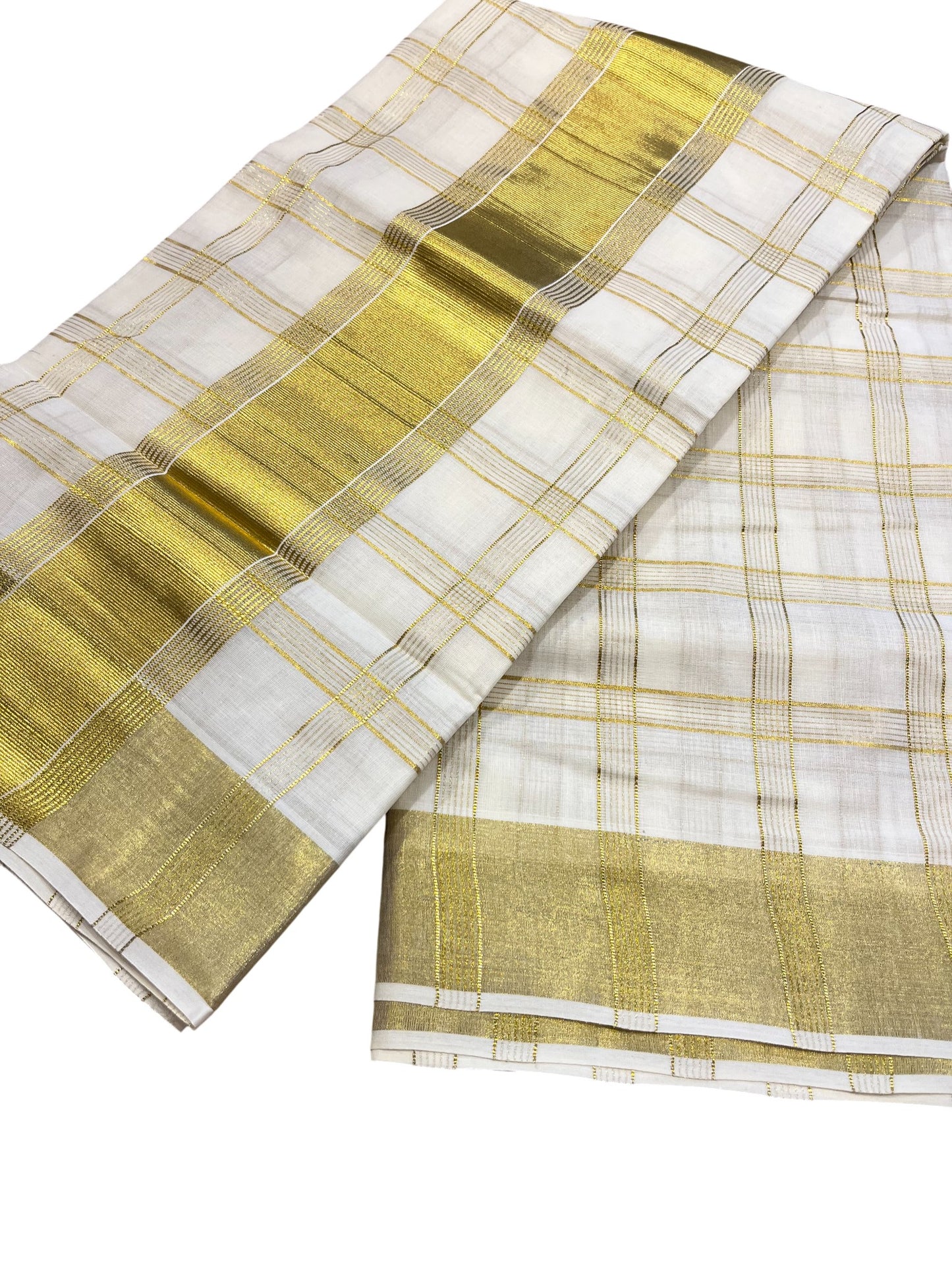 Southloom Pure Cotton Kerala Kasavu Check Saree