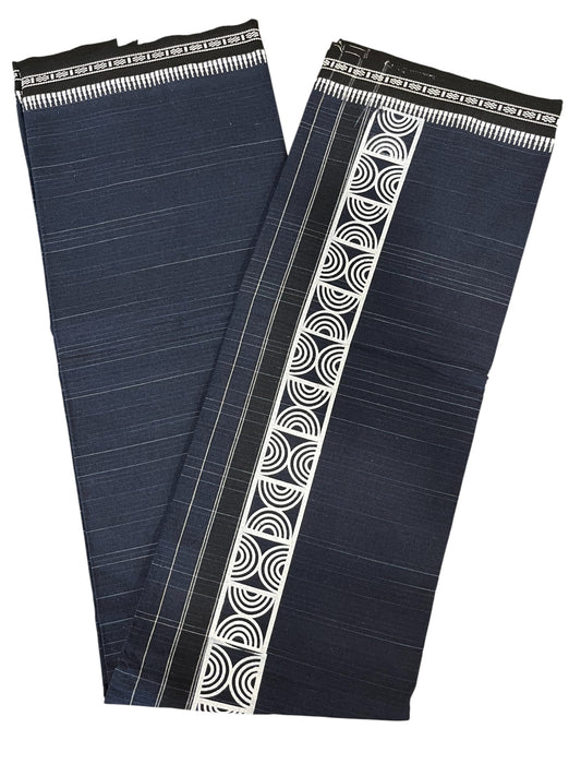 Southloom Blue Printed Single Mundu / Otta Mundu / Lungi (South Indian Kerala Dhoti)