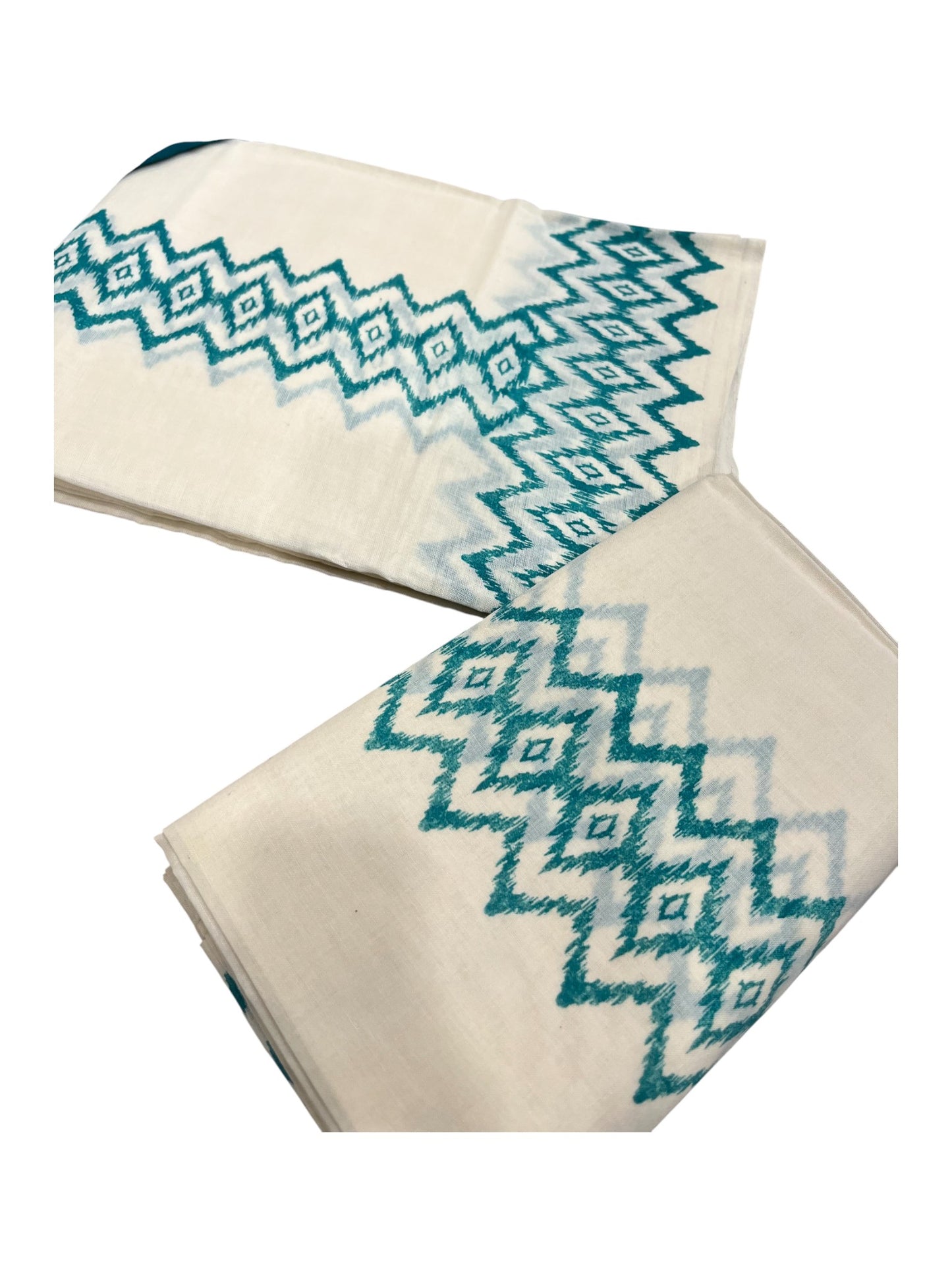 Southloom Ikat Design Green Printed Set Mundu with Blouse Piece 2.80Mtrs