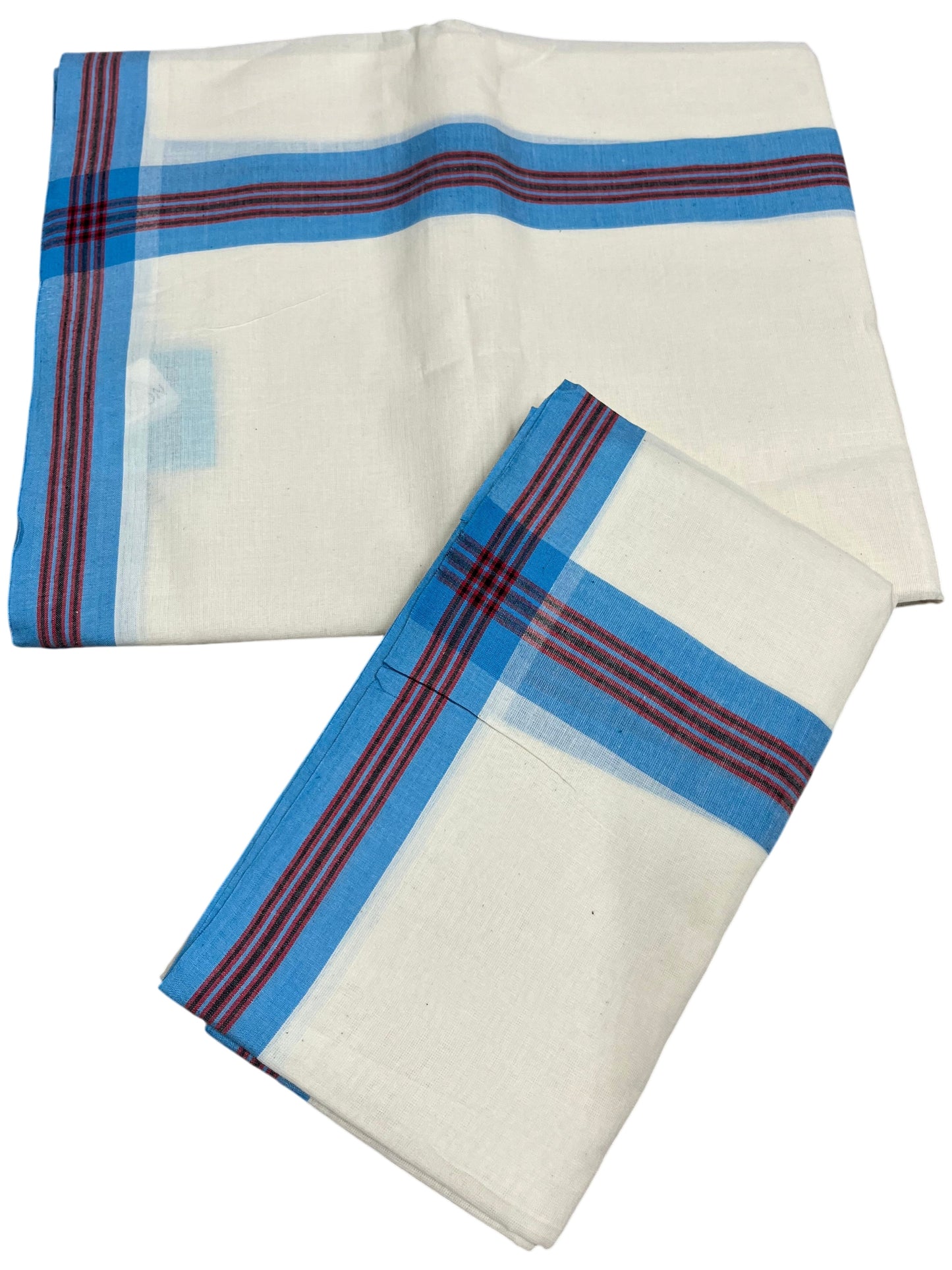 Southloom Kerala Mulloth Cotton Single Mundum Neriyathum with Multicolor Border In 2.80 Mtrs