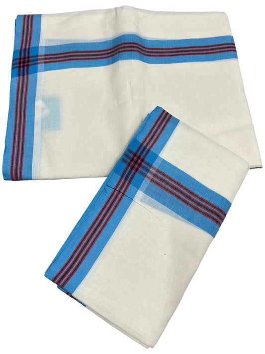 Southloom Kerala Mulloth Cotton Single Mundum Neriyathum with Multicolor Border In 2.80 Mtrs