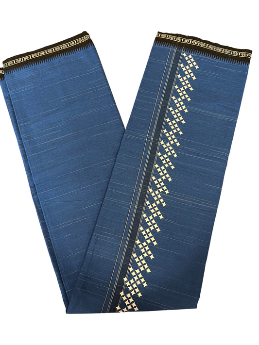Southloom Blue Printed Single Mundu / Otta Mundu / Lungi (South Indian Kerala Dhoti)
