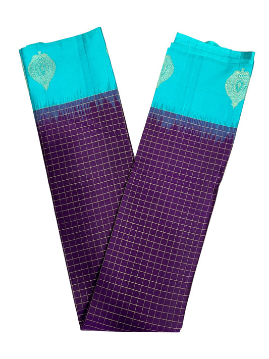 Southloom Premium Handloom Bridal Kanchipuram Silk Saree with Butta Works (Violet & Blue)