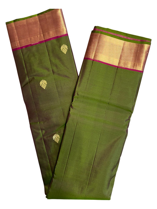 Southloom Pure Handloom Bridal Kanchipuram Silk Saree with Korvai Work (Green & Magenta)
