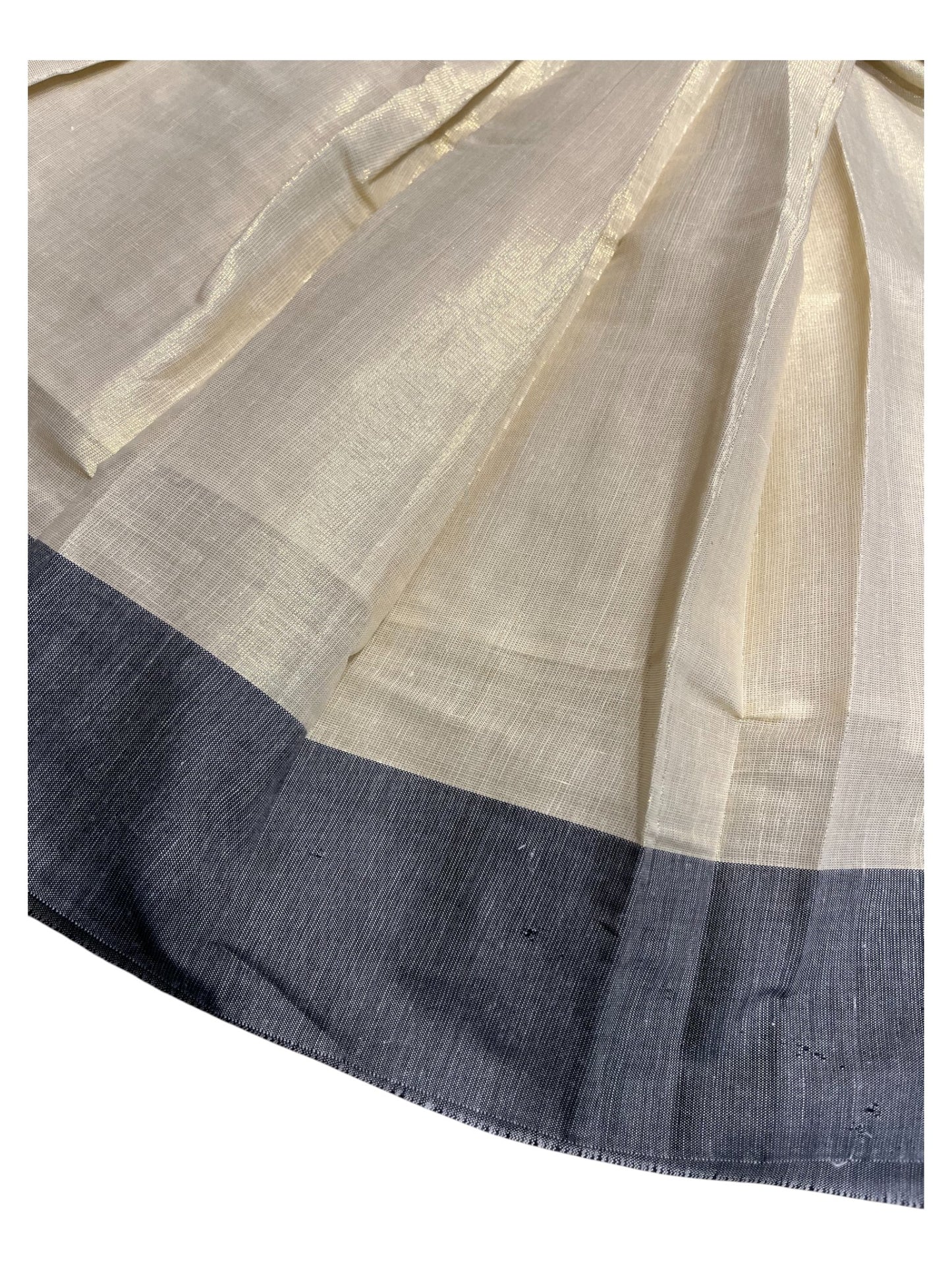 Southloom Kerala Tissue Kasavu Pavada Blouse with Embroidery Work for Kids