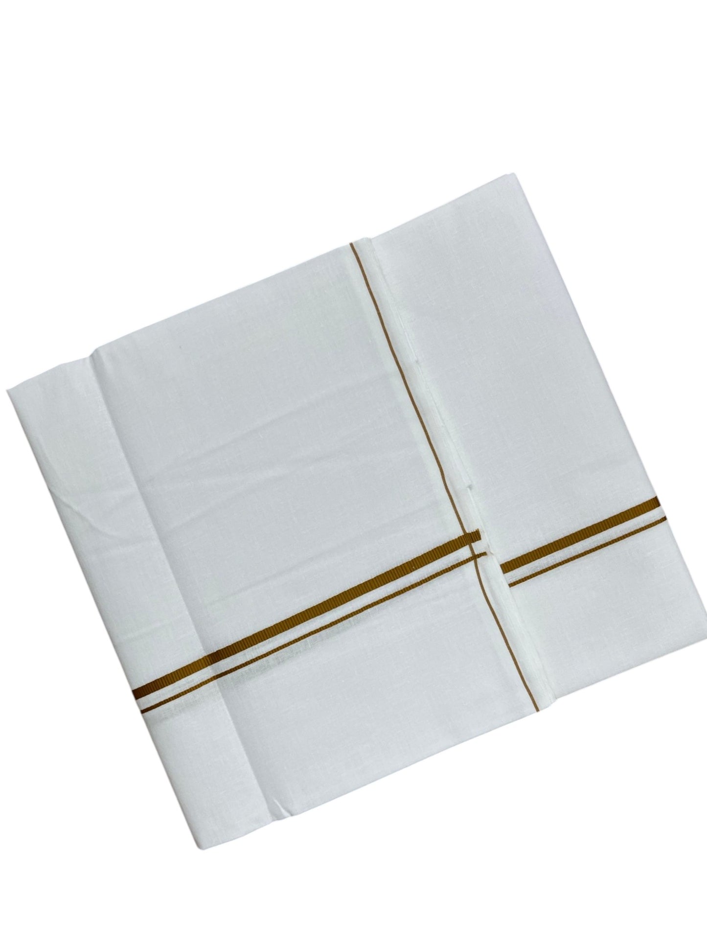 Southloom Pure White Cotton Single Mundu with Musturd Yellow Border (South Indian Kerala Dhoti)
