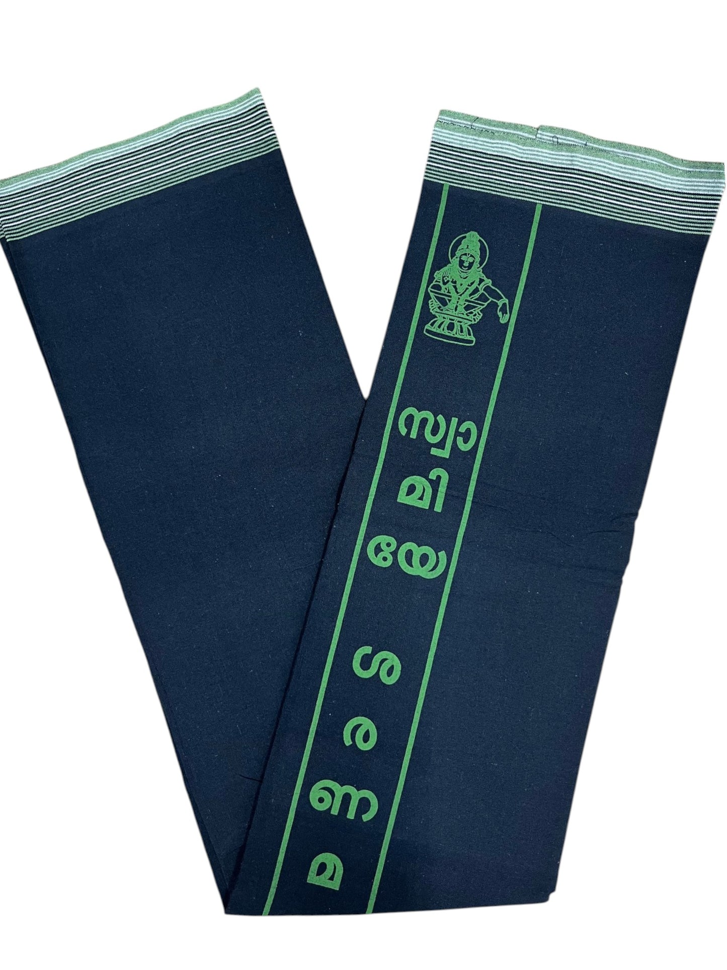 Southloom Black Printed Ayyapan Single Mundu / Otta Mundu  (South Indian Kerala Dhoti)