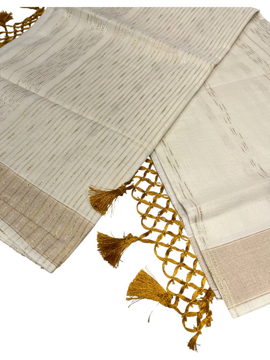 Southloom Kerala Cotton Kasavu Saree with Golden Thread Work