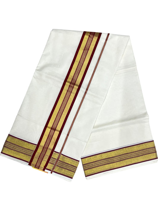 Southloom Kerala Cotton Kasavu Saree with Maroon Border