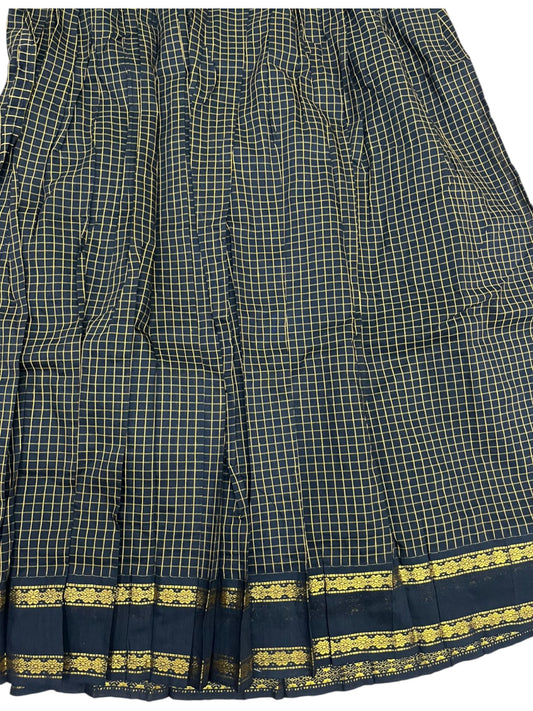 Southloom Kerala Cotton Kasavu Pavada Blouse with for Kids in Black SL583