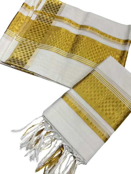 Southloom Premium Handloom Set Mundu with Kasavu and Golden Border (2.80 Mtr)