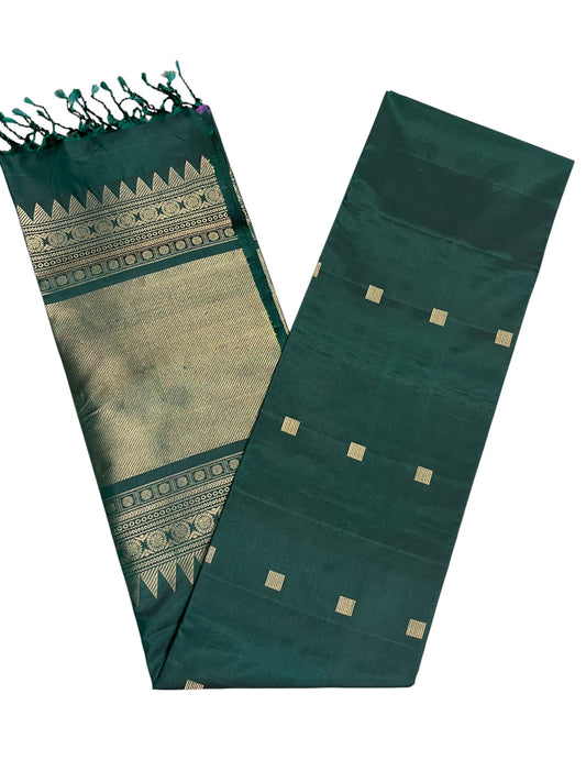 Southloom Pure Handloom Kanchipuram Silk Saree with Korvai Work (Green)