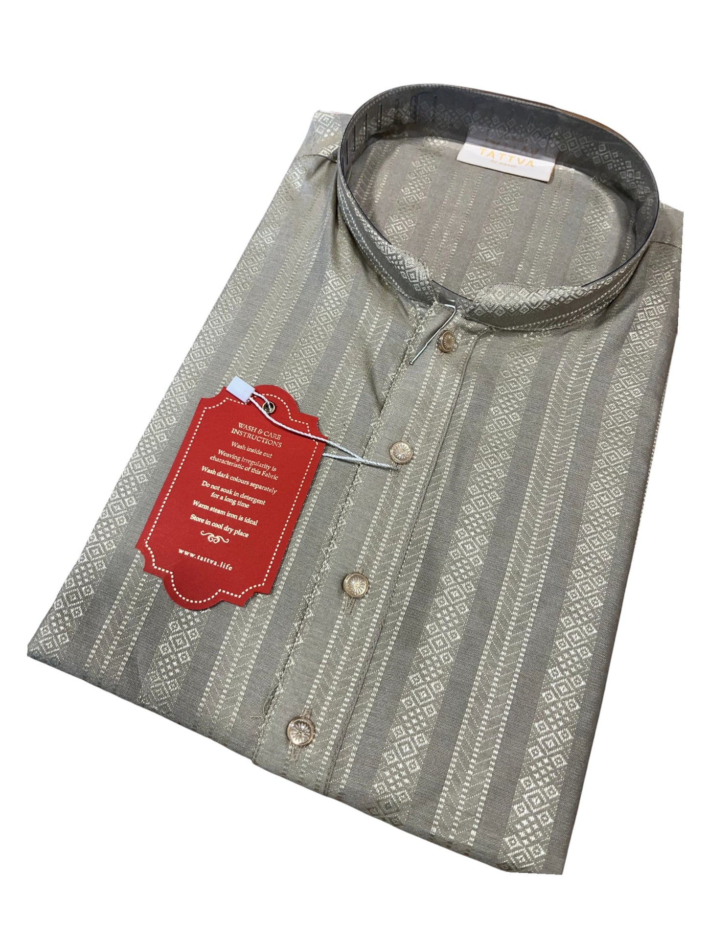 Southloom Semi Silk Short Kurta for Men in Grey Colour