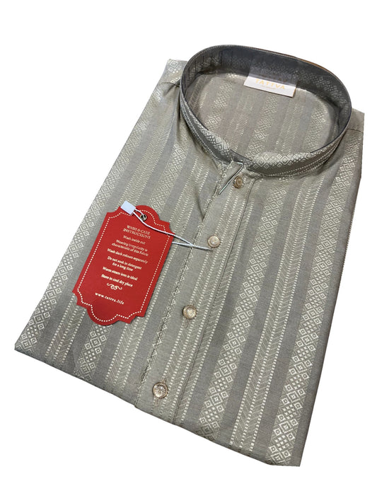 Southloom Semi Silk Short Kurta for Men in Grey Colour