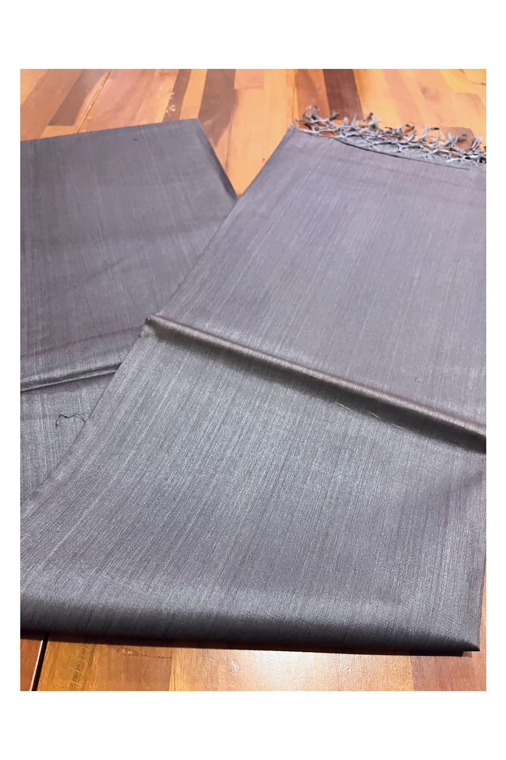 Southloom Premium Tussar Solid Grey Saree