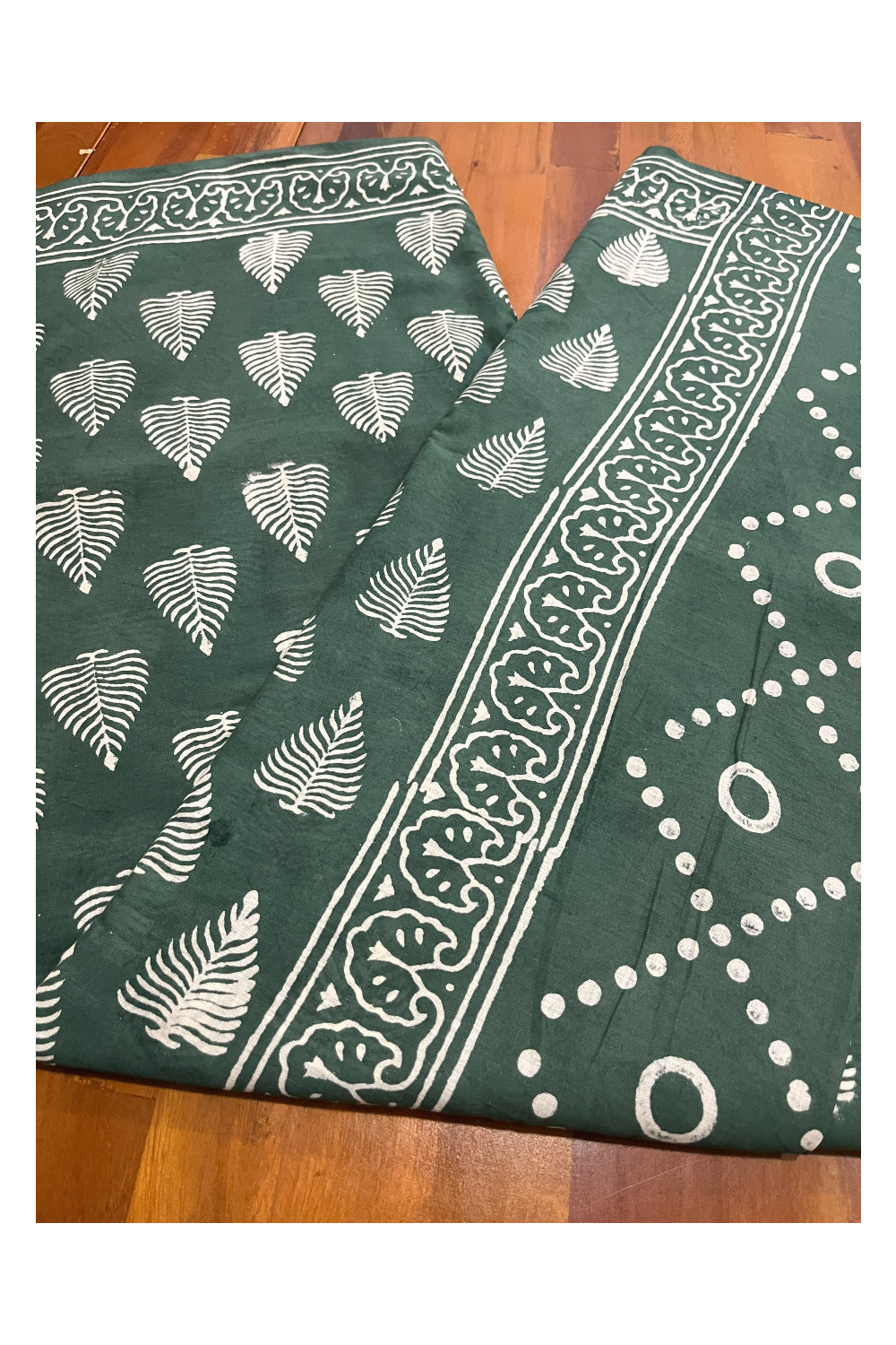 Southloom Mul Cotton Green Designer Printed Saree