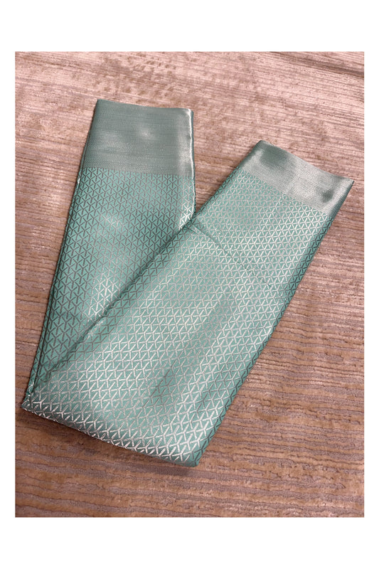 Southloom Banarasi Silver Zari Brocade Work Silk Saree in Green Pastel Shade