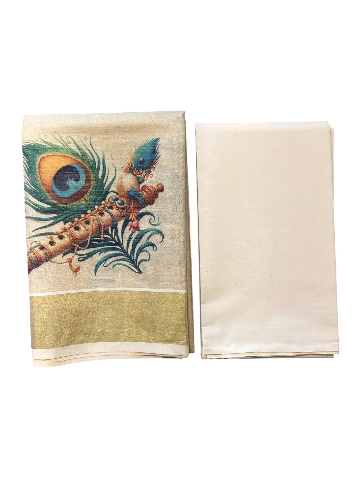 Southloom Kerala Tissue Churidar Salwar Material with  Hand Painted  Designs (include Shawl / Dupatta)