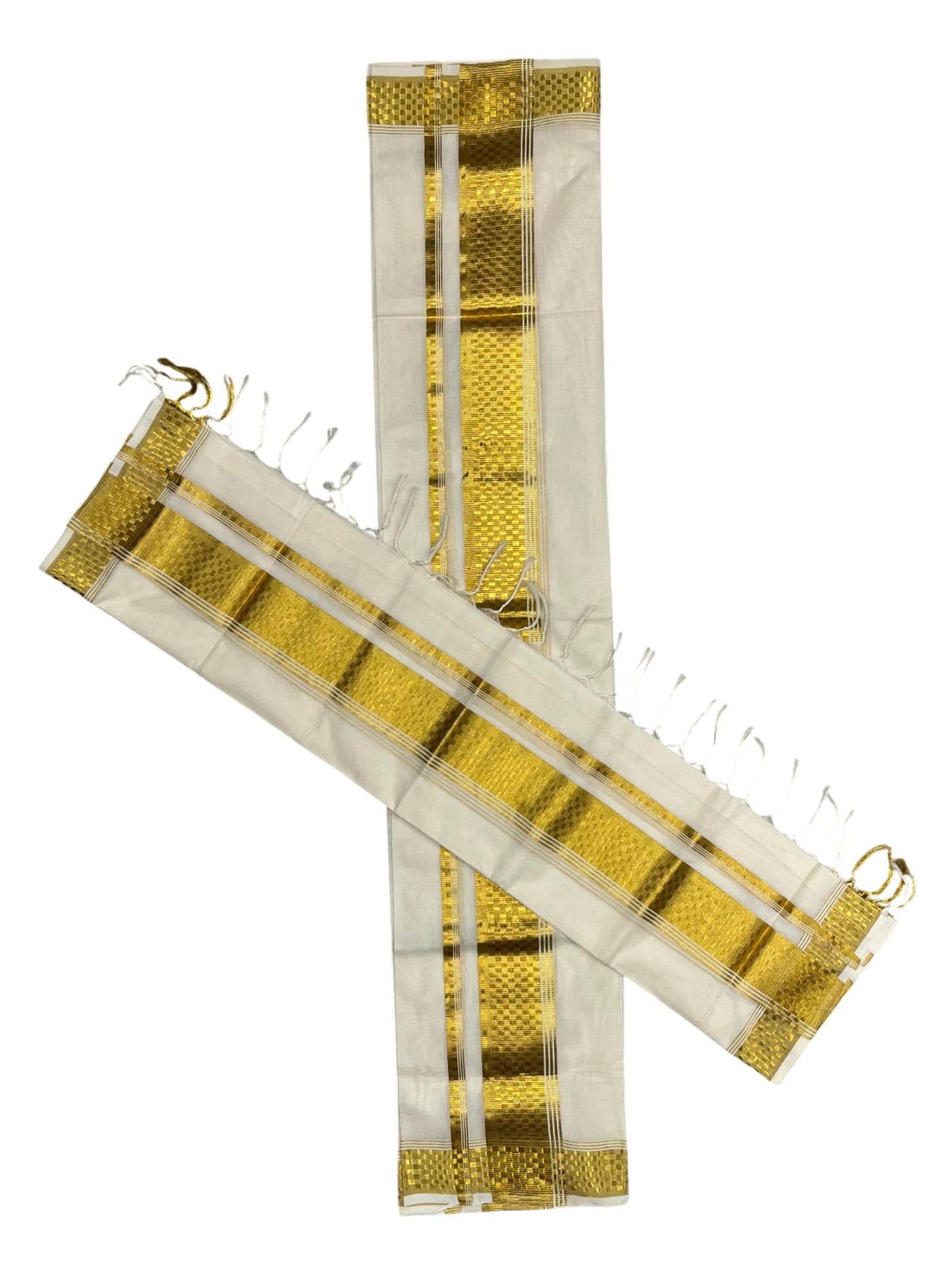 Southloom Premium Handloom Set Mundu with Kasavu and Golden Border (2.80 Mtr)