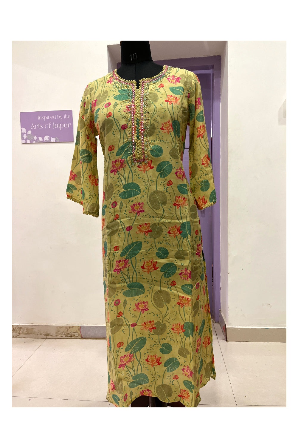 Southloom Stitched Semi Silk Salwar Set in Light Green with Froral Prints