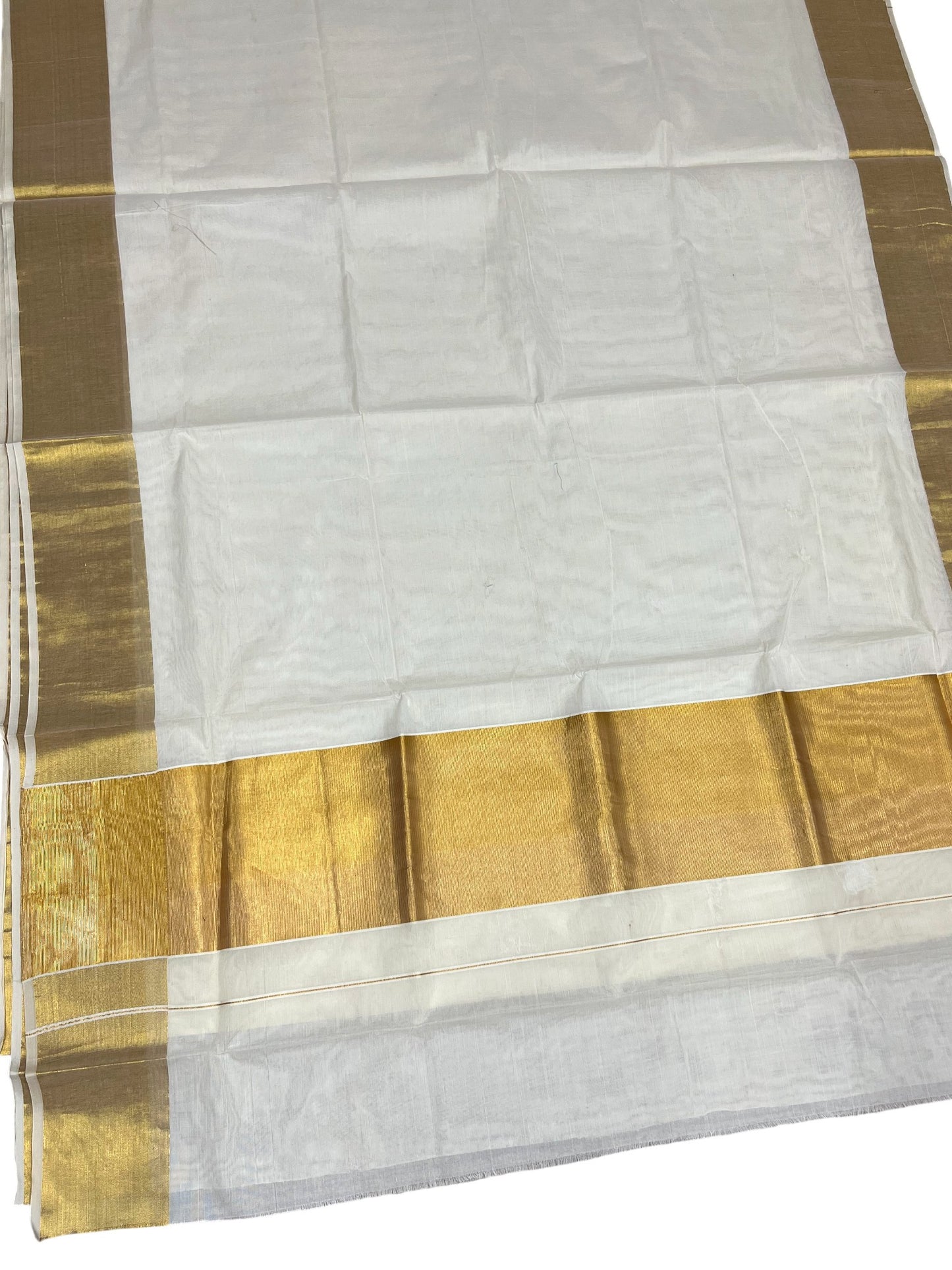 Southloom Pure Cotton Kerala Saree with 8 inch Gold Kasavu Border