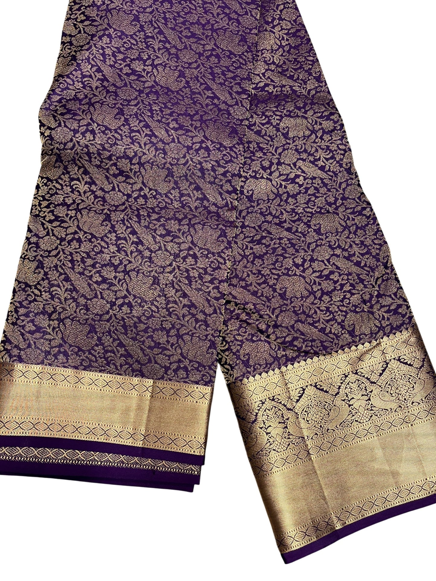 Southloom Pure Handloom Bridal Kanchipuram Silk Saree with Korvai Work (Violet)