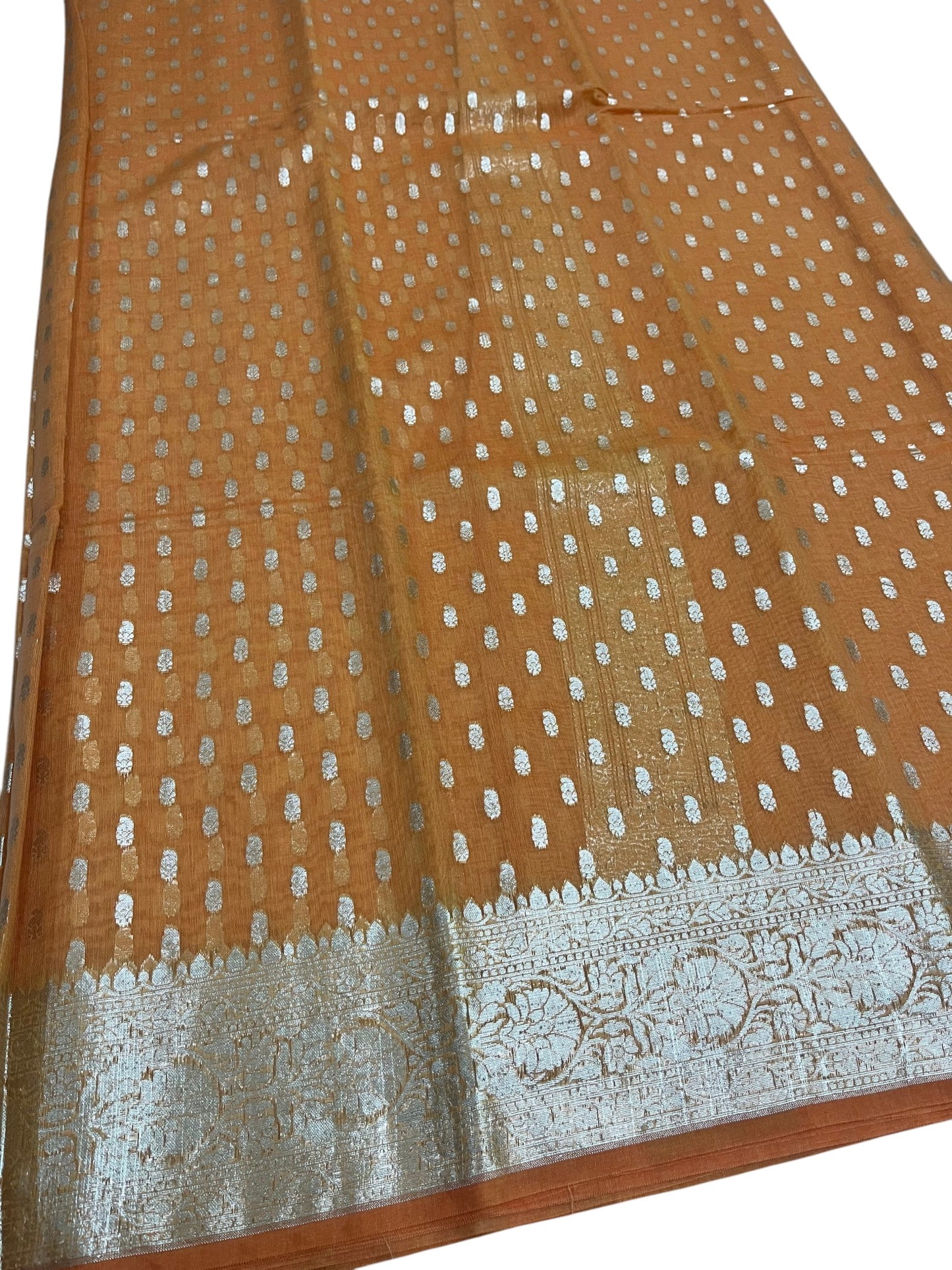 Southloom Cotton Banarasi Silk Saree with Woven Work on Body and Borders (Yellow)