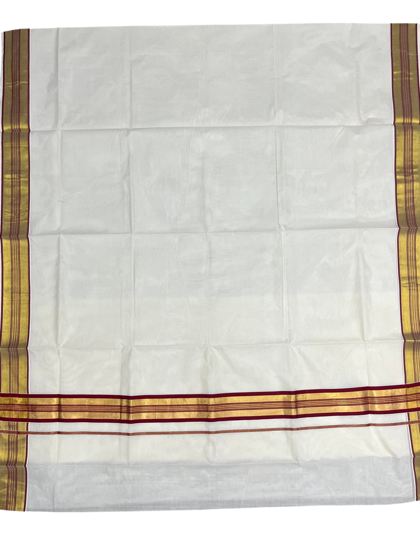 Southloom Kerala Cotton Kasavu Saree with Maroon Border