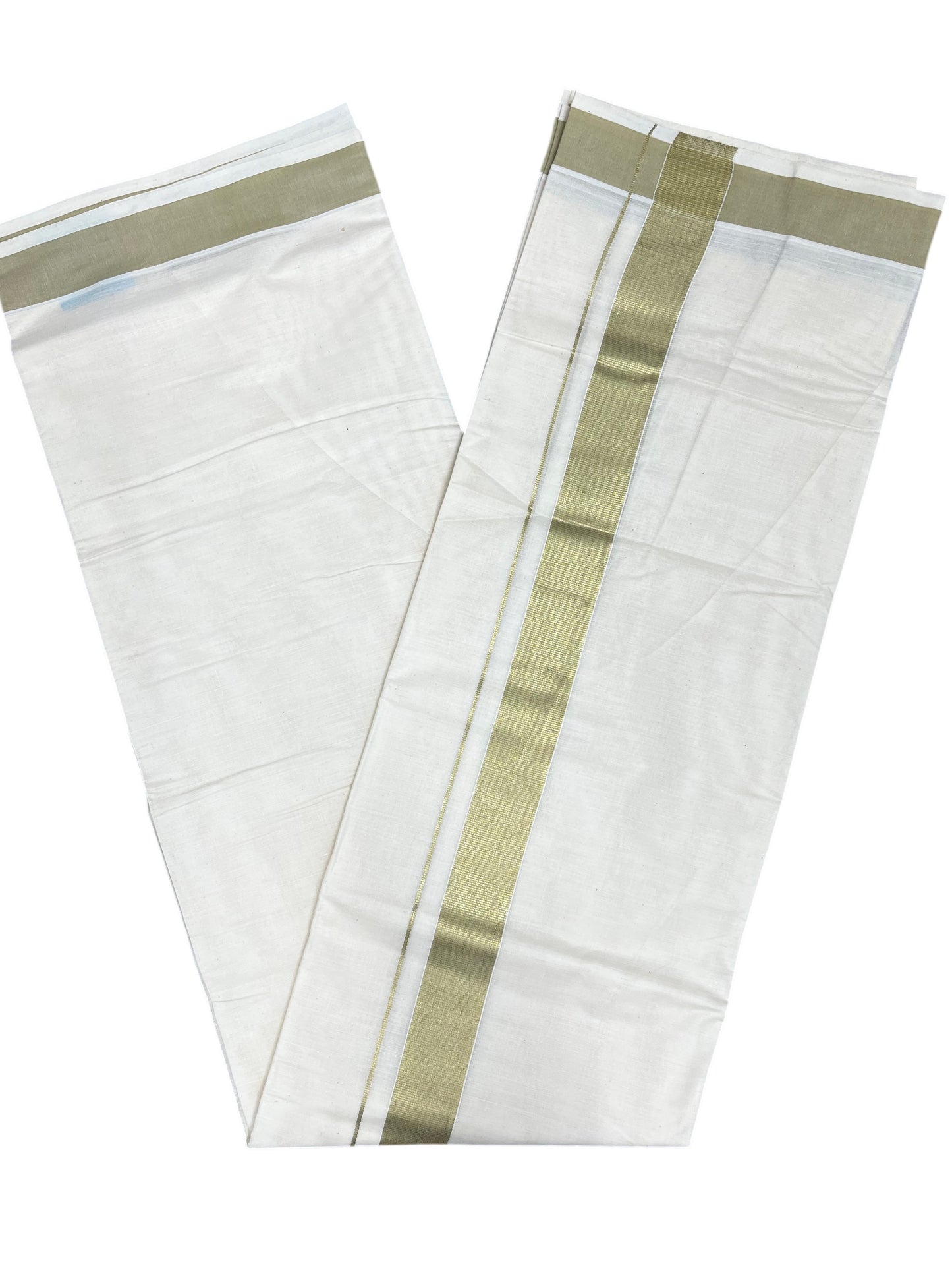 Southloom Pure Cotton Mundu with Gold Border (South Indian Kerala Dhoti)