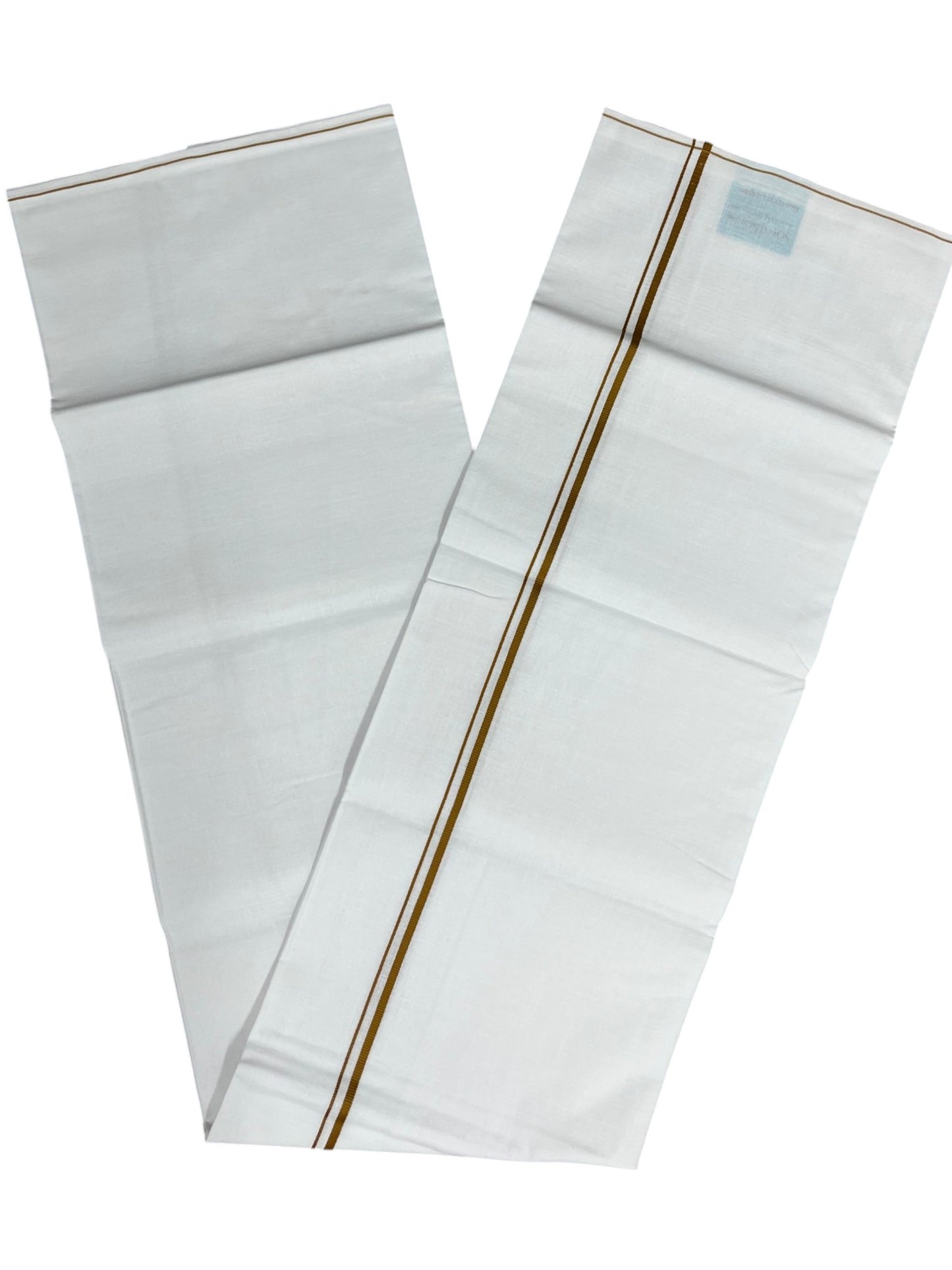 Southloom Pure White Cotton Single Mundu with Musturd Yellow Border (South Indian Kerala Dhoti)