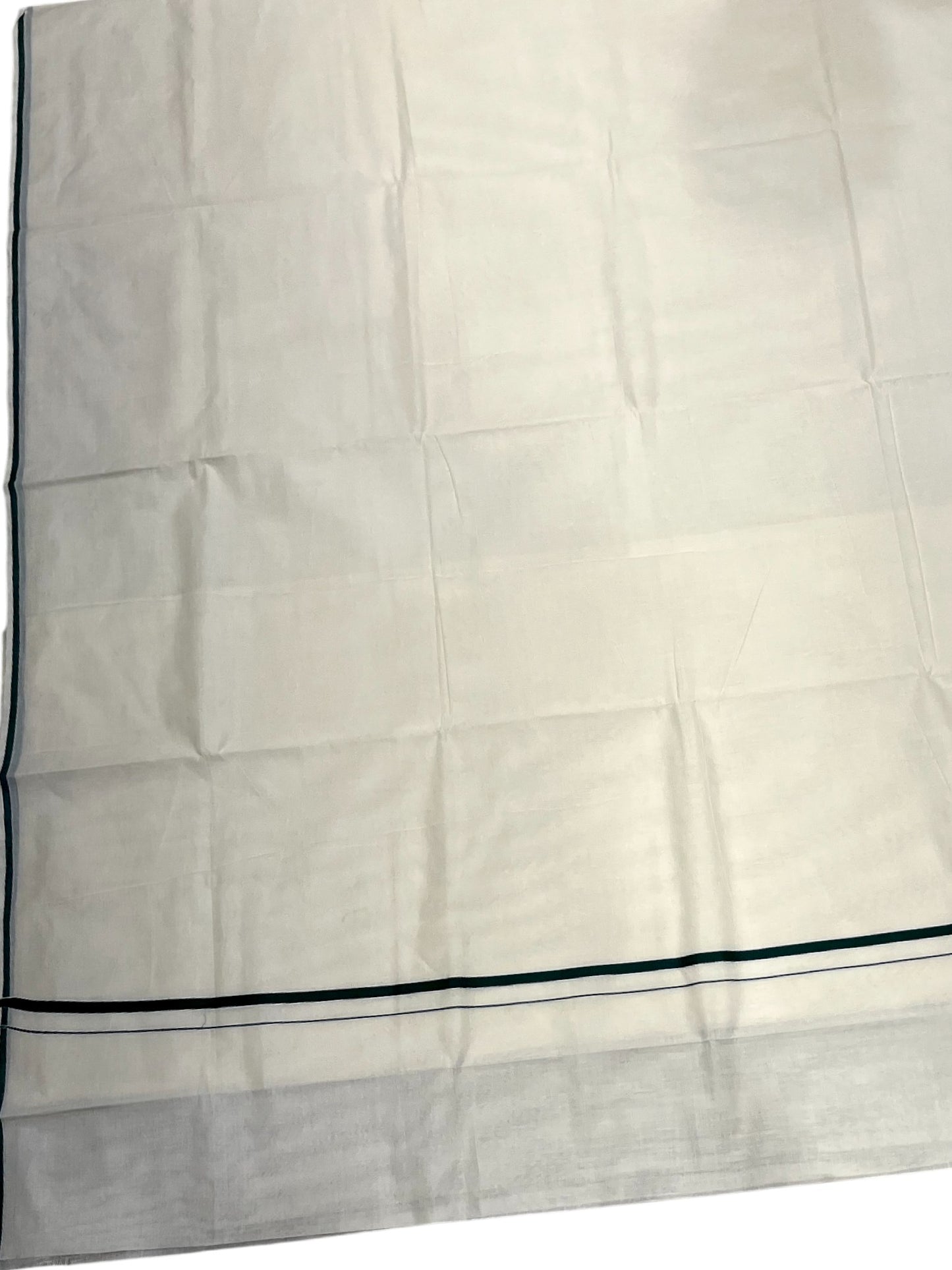 Southloom Kerala Cotton Plain Saree with Green Puliyilakkara Border