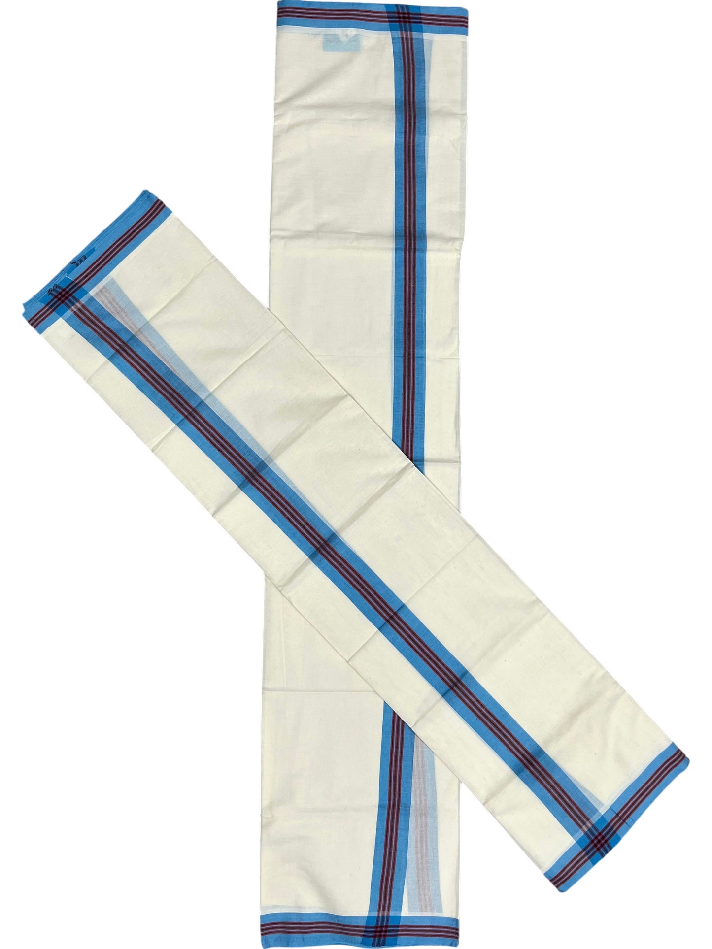 Southloom Kerala Mulloth Cotton Single Mundum Neriyathum with Multicolor Border In 2.80 Mtrs