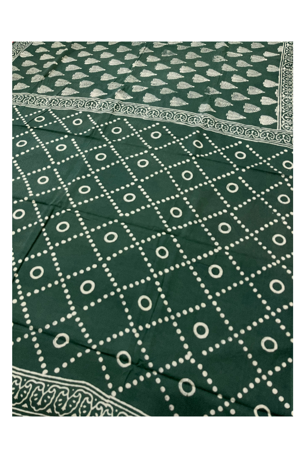 Southloom Mul Cotton Green Designer Printed Saree