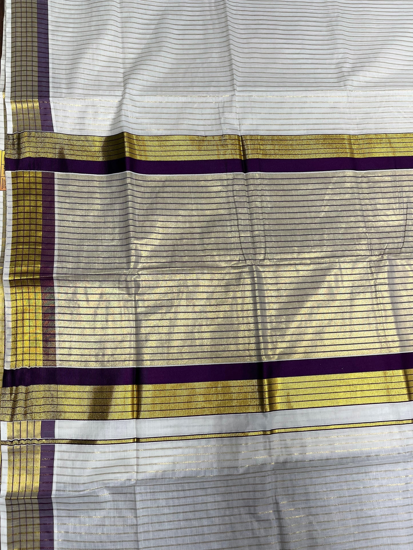 Southloom Kerala Pure Cotton Saree with Stripes on Body and Borders in  Purple SL334