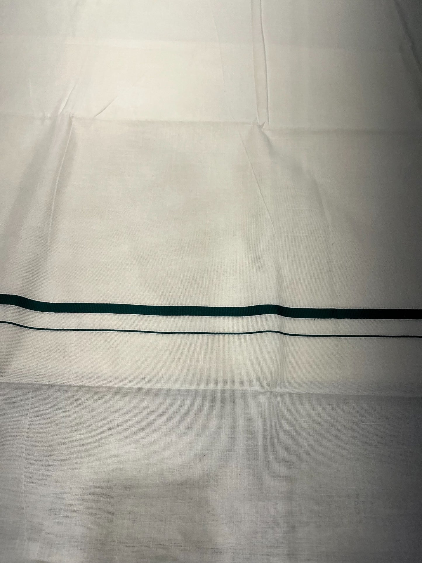 Southloom Kerala Cotton Plain Saree with Green Puliyilakkara Border