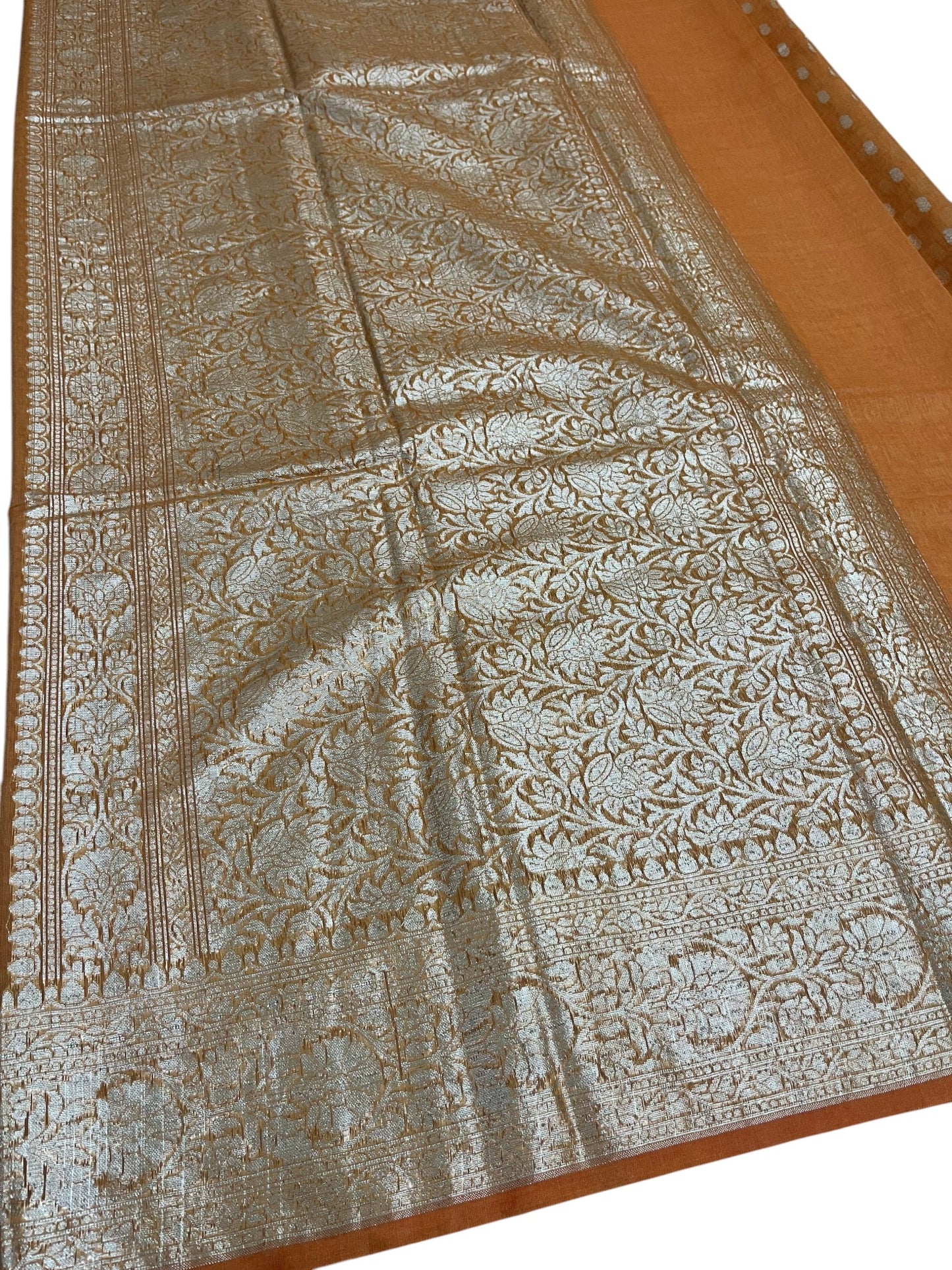 Southloom Cotton Banarasi Silk Saree with Woven Work on Body and Borders (Yellow)