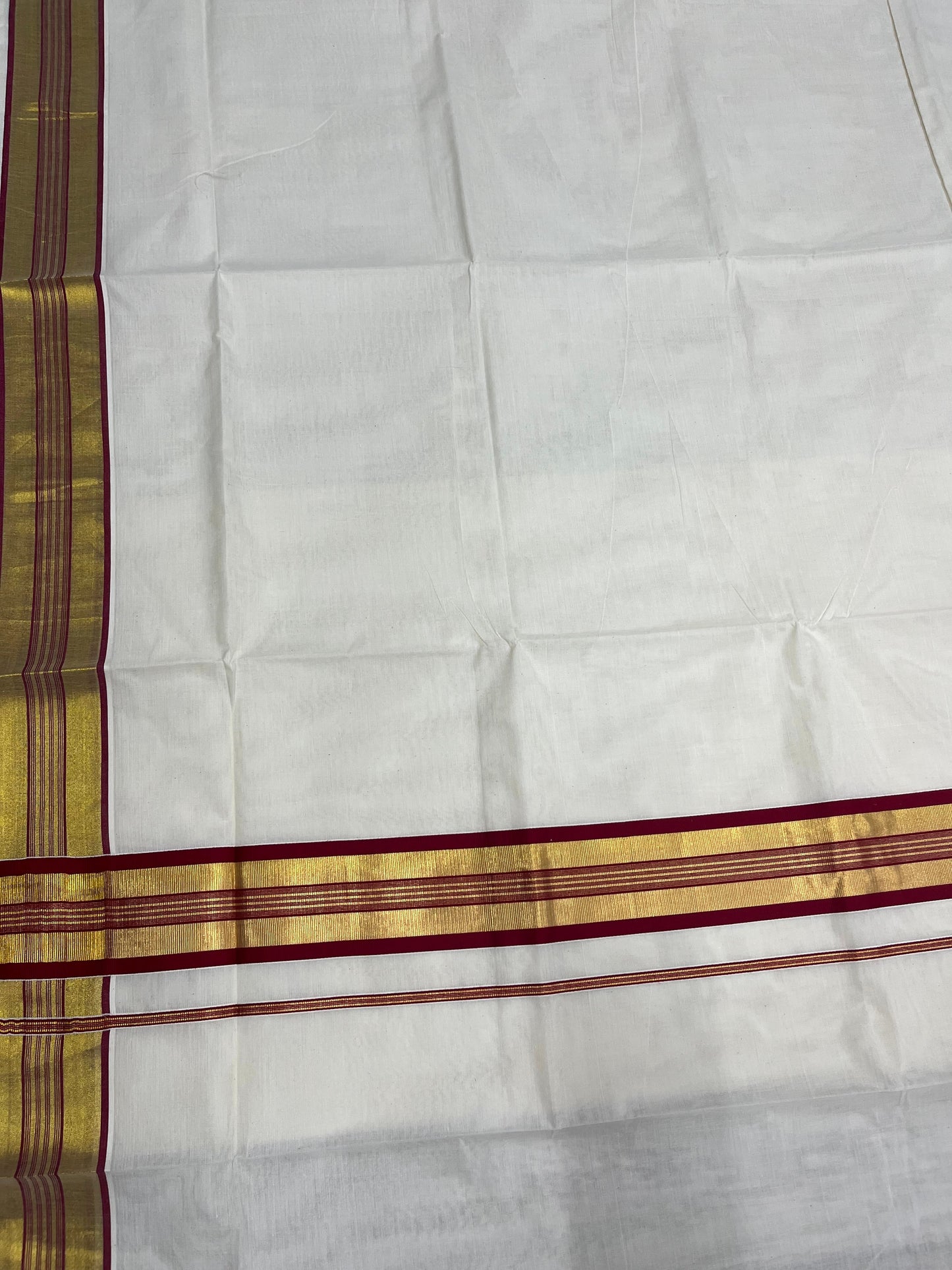 Southloom Kerala Cotton Kasavu Saree with Maroon Border