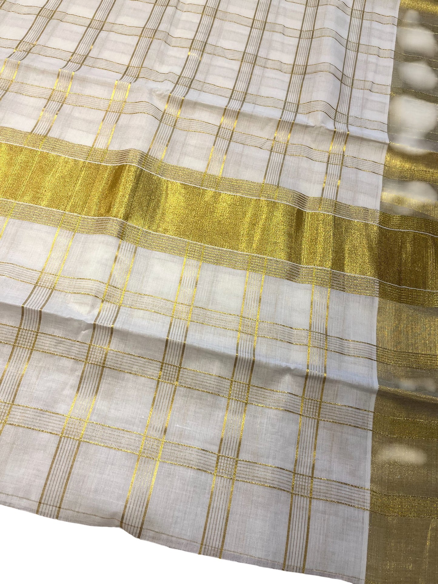 Southloom Pure Cotton Kerala Kasavu Check Saree