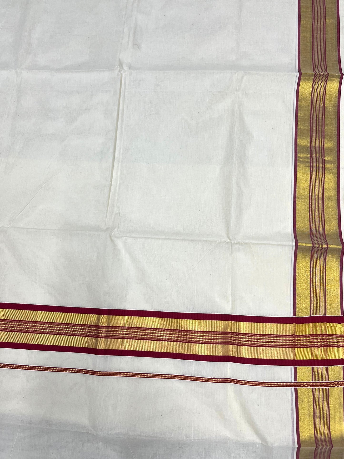 Southloom Kerala Cotton Kasavu Saree with Maroon Border