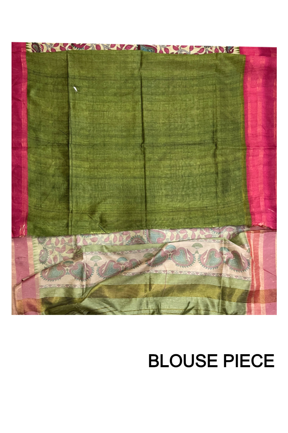 Southloom Semi Tussar Green and Pink Designer Saree with Floral Woven Works