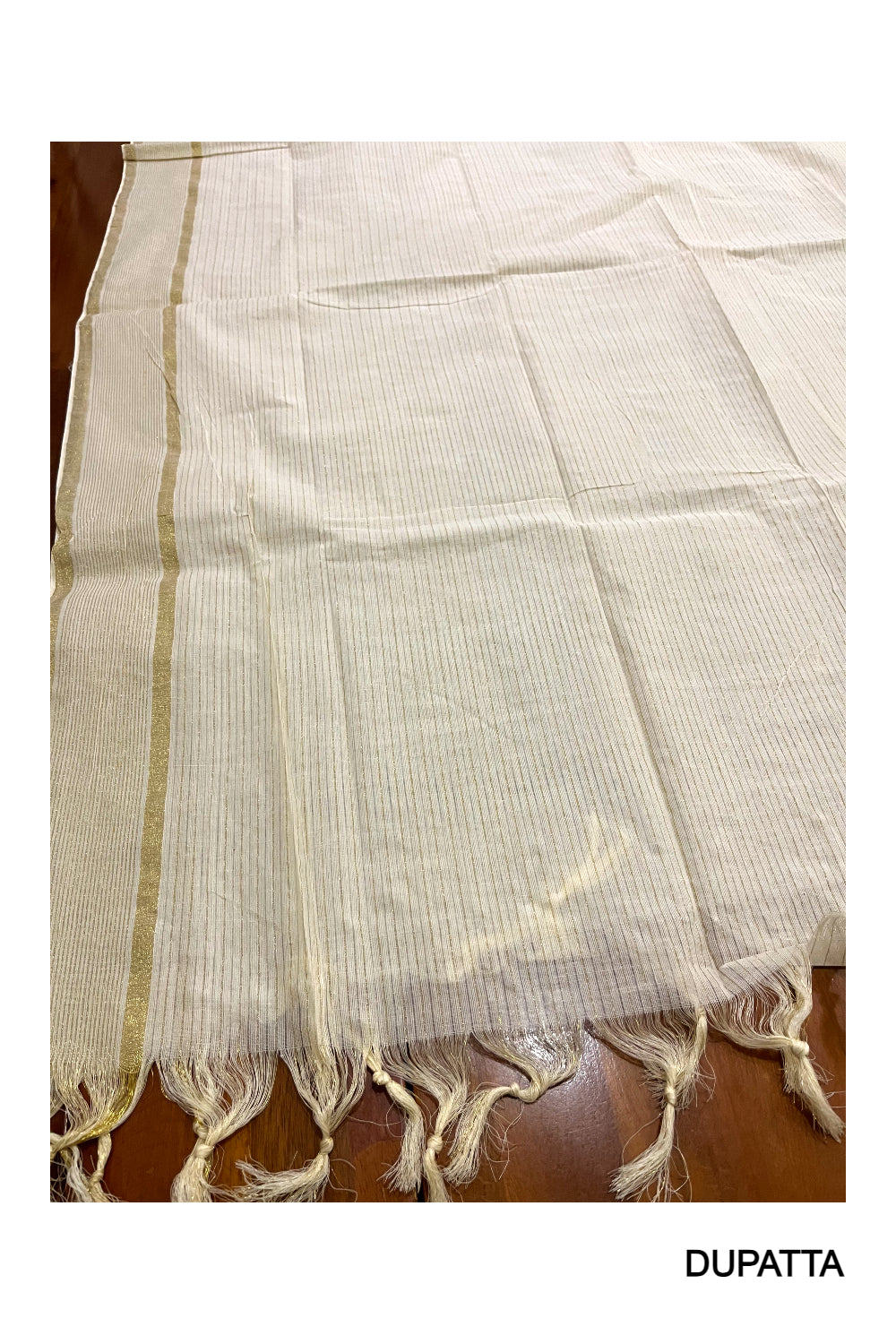 Kerala Tissue Churidar Salwar Material with Kasavu Woven Border (include Shawl / Dupatta)