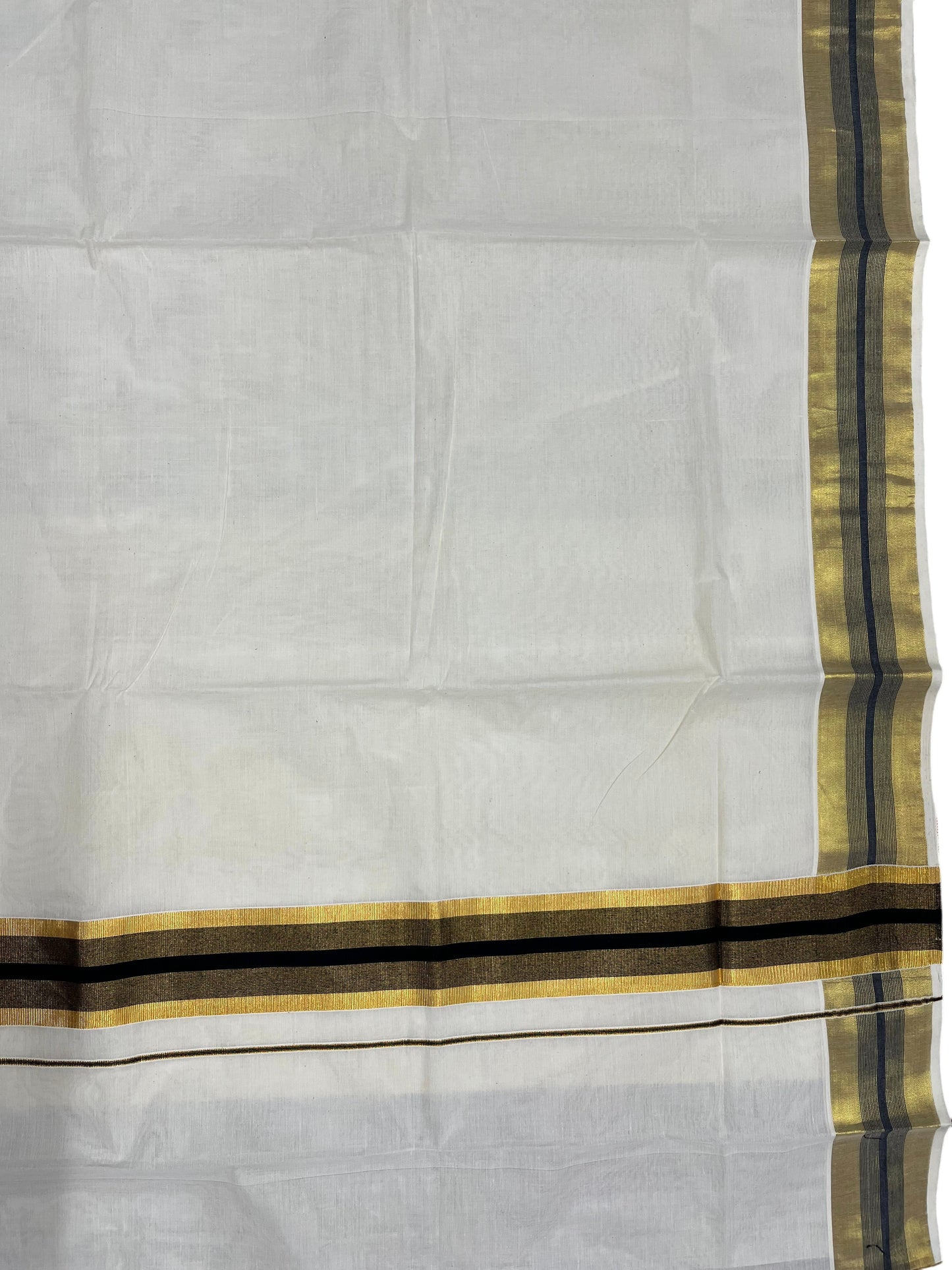 Southloom Pure Cotton Kerala Saree with Kasavu and Dark Green Border