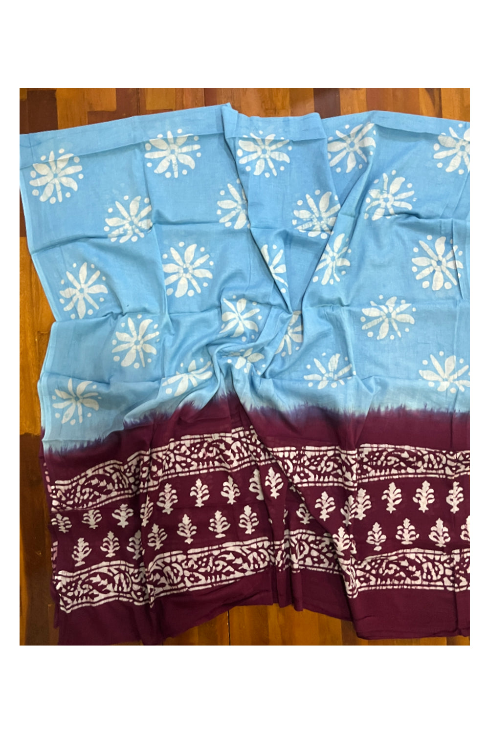 Southloom™ Cotton Churidar Salwar Suit Material in Maroon with Floral Prints