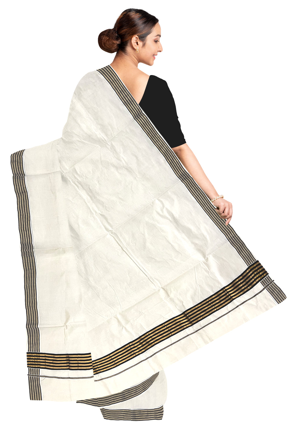 Kerala Pure Cotton Saree with Kasavu and Black Border