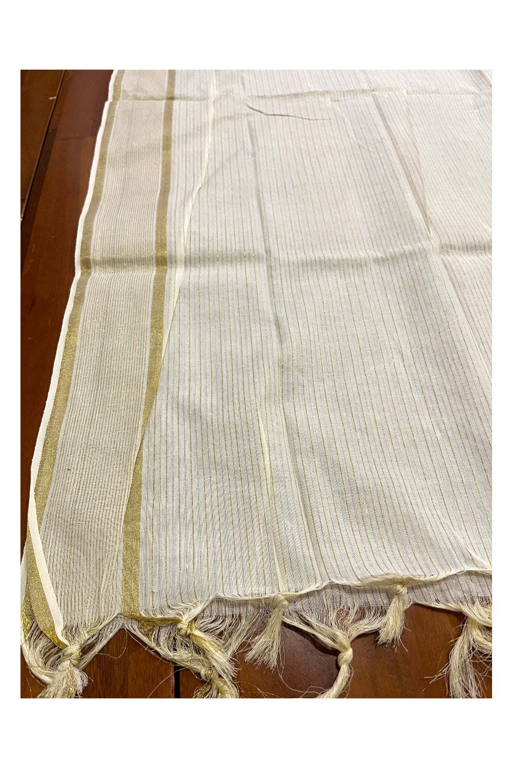 Kerala Cotton Churidar Salwar Material with Kasavu Stripes on Body (include Shawl / Dupatta)