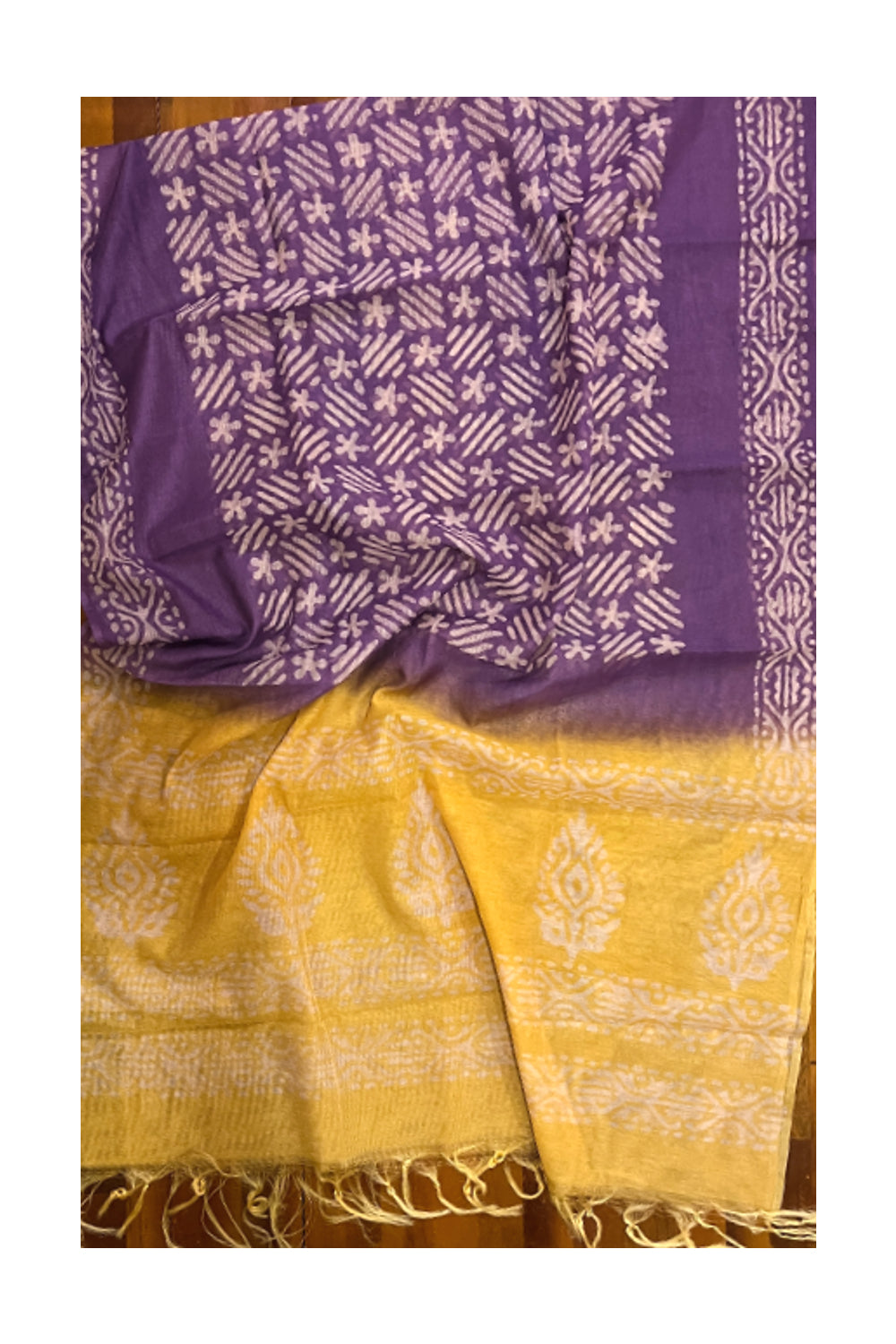 Southloom™ Kota Churidar Salwar Suit Material in Yellow with Floral Prints