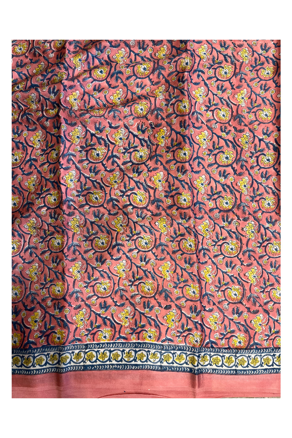 Southloom Pure Modal Silk Saree With Original Hand Block Print On Body Pallu And Blouse