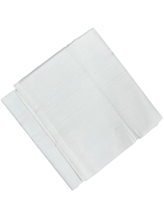 Southloom Pure White Cotton Double Mundu with White Border (South Indian Dhoti)